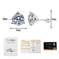 Macro view of 8mm moissanite earrings with 925 silver setting and official GRA certificate - 30pt+30pt (4mm) / Screw Back Moissanite