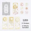 Retro Leo constellation gold stamping PET stickers set with zodiac motifs and symbols - Leo