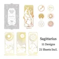Sagittarius theme decorative stickers set with gold constellation icons and 21 sheets - Sagittarius