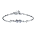 Elegant S925 sterling silver twin star adjustable bangle with sparkling round moissanite - High Carbon Stone (S073)