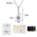 Moissanite bamboo leaf necklace detail showing 1ct D color stone and GRA certification - 925 Silver / 0.5ct D Color Moissanite