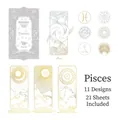 Pisces constellation PET stickers with gold foil accents for journaling, 21 pieces set - Pisces