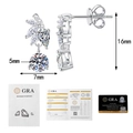 Detail showing s925 silver moissanite earrings with 16mm x 7mm dimensions and GRA report - 0.5ct+0.5ct Moissanite / 925 Silver
