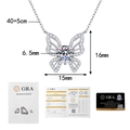 Dettaglio della collana a farfalla in moissanite 1ct con certificato GRA e misure - 1 Carato di Moissanite