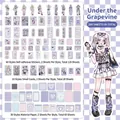 200pcs purple stationery set with 120 stickers, 20 cards and 60 background papers - Under the Grape Tree