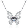 Elegante collana in argento S925 con ciondolo a farfalla e pietra moissanite da 1 carato - Strass ad Alto Contenuto di Carbonio 6.5mm