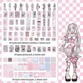 Pink anime girl scrapbook kit including 200 sheets of stickers and decorative papers - Pink Matrix