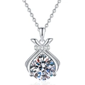 Collier en argent S925 avec pendentif moissanite en forme de ruban porte-bonheur - Argent 925 / Pierre à haute teneur en carbone