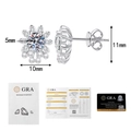 Detalle macro de pendientes de flor en plata S925 con moissanita, perlas y certificado GRA - 0.5ct + 0.5ct Moissanita / Plata 925