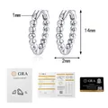 Vista de detalle de los aros de plata S925 moissanita con certificado GRA y dimensiones - 14 Puntos Moissanita (Con Certificado GRA)