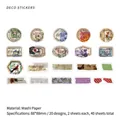 Set di 40 adesivi decorativi Retro Mark in carta Washi con timbri vintage e fiori - Impronta Vintage