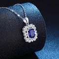 Luxuriöse S925 Sterling Silber Kette mit Saphir-Anhänger und funkelnden Markis-Zirkonia - 925er Silber / Laborgezüchteter Saphir