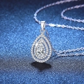 Collana in argento sterling S925 con pendente a goccia e doppio alone di moissanite radiosa - Argento 925 / Moissanite (Argento)