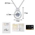 S925 silver dancing moissanite necklace details with size specs and GRA certificate - 1 Carat Moissanite Style (XL498)