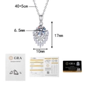Detail of 1ct moissanite waterdrop pendant necklace with GRA certificate and dimensions - 1 Carat Moissanite