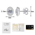 Detailed view of oval moissanite studs with GRA certification and precise dimensions - 0.2ct+0.2ct Moissanite Style (With GRA Certificate) / 925 Silver