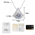 Detailed view of S925 silver moissanite necklace with GRA certificate and size specs - 925 Silver / White (Moissanite)