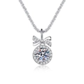 Elegant 1 carat Moissanite pendant necklace in S925 silver with sparkling bow detail - 925 Silver / High Carbon Stone