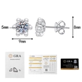 Pendientes de moissanita S925 tipo girasol con certificado GRA y tarjeta de garantía - Plata 925 / Moissanita de 50 Puntos (Con Certificado)