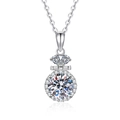 Moissanite S925 sterling silver wishing bottle necklace with sparkling round pendant - 925 Silver / 6.5mm High Carbon Stone