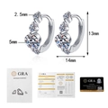 Detalle de pendientes de moissanita en plata S925 con medidas y certificado GRA - Plata 925 / 0.5ct+0.5ct Moissanita