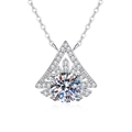 S925 sterling silver necklace featuring a geometric hollow triangle pendant with moissanite - 925 Silver / White (White Rhinestone)