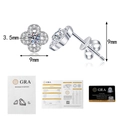Detalle de pendientes de moissanita con diseño de trébol y kit de certificación GRA oficial - Plata 925 / 20pt+20pt Moissanita