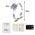Λεπτομέρεια δαχτυλιδιού Moissanite 1ct με διάμετρο 8mm και επίσημο πιστοποιητικό GRA - US 9 / Μοϊσανίτης 2 Καρατίων (Με Πιστοποιητικό & Κουτί)