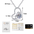 Dettaglio collana cuore argento s925 con moissanite 1.0ct e certificato GRA - Argento 925 / Moissanite da 1ct (Colore Platino)