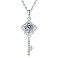 Collana a chiave con corona in argento S925 con cuore e pendente in moissanite lucido - Pietra ad alto contenuto di carbonio da 6.5mm / Argento 925