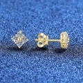 S925 sterling silver gold four-leaf clover moissanite stud earrings with butterfly backings - 925 Silver / Gold (Push Back)