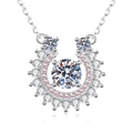 Collana a ferro di cavallo in argento S925 con moissanite brillante e gemme rosa - Argento 925 / Pietra ad alto contenuto di carbonio da 6.5mm