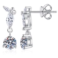 Eleganti orecchini Moissanite a goccia in argento lucido con nappa per donna - Argento 925 / Diamante ad Alto Contenuto di Carbonio (5.0mm)