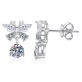 Elegantes pendientes de mariposa en plata S925 con gemas marquesa y perlas - Plata 925 / Piedra de Alto Carbono de 5,0 mm