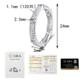 Dettagli dell'anello in moissanite argento con certificato GRA e misure del prodotto - Taglia US 5 / Moissanite Completa da 1.1 Carati