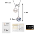Collana in argento S925 con ciondolo di perla e moissanite con certificato GRA ufficiale - Stile Moissanite / Argento 925