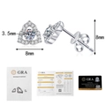 Pendientes de flores moissanita en plata 925 con piedra 3,5mm y certificado GRA - Plata 925 / Moissanita