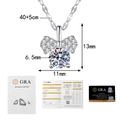 Dettaglio della collana con fiocco in moissanite da 1ct e certificato GRA - Moissanite (Include Certificato GRA e Confezione Regalo) / Argento (Stile Ciondolo Moissanite)