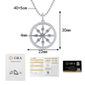 Vista dettagliata del pendente a stella in moissanite S925 con misure e certificato GRA - Moissanite da 0,3 Carati + Catena a Sfere (XL536) / Argento 925