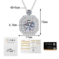 Macro shot of S925 sterling silver moissanite necklace pendant with GRA certificate - 1 Carat Moissanite with GRA Certificate (1ct Moissanite + Box Chain)