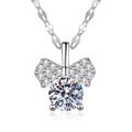Collana classica in argento 925 con ciondolo a fiocco e moissanite scintillante da 1ct - Design a Fiocco (Con Zirconia Bianca) / Argento (Stile Figura Bianca)