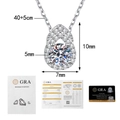 Detail showing gourd pendant dimensions 10x7mm with GRA moissanite certificates - 925 Silver / 0.5 Carat Moissanite