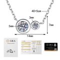 S925 sterling silver moissanite necklace with GRA certificate and size dimensions - 60 Points Moissanite (XL526) / 925 Silver