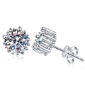Orecchini a perno in moissanite e argento 925 con scintillante design a girasole - Argento 925 / Pietra ad alto contenuto di carbonio da 5mm