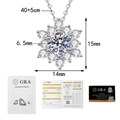 Dettaglio del ciondolo a fiocco di neve in argento S925 con moissanite e certificato GRA - Argento 925 / 1 Carato di Moissanite
