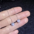Pendientes largos de plata S925 con moissanita y diseño clásico de cuatro garras - Plata 925 / 0.5ct+0.5ct Moissanita
