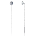 Elegantes pendientes de cadena de plata S925 con moissanita y engaste de cuatro garras - Plata 925 / Piedra de Alto Carbono de 5,0 mm