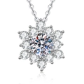 Collana con ciondolo a fiocco di neve in argento sterling S925 con moissanite da 1 carato - Argento 925 / Pietra ad alto contenuto di carbonio da 6.5mm