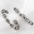 S925 Sterling Silber Perlenring im Retro-Stil mit oxidierter Oberfläche und offenem Band - Verstellbare Offene Größe (12-17) / Handgefertigter geflochtener Twist-Stil