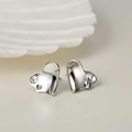 Pendientes de corazón en plata S925 con superficie pulida irregular - Plata 925 / Oro Blanco (Con Tapa de Plata)